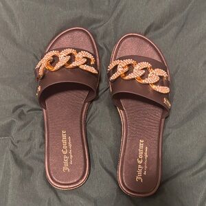 Juicy Couture Women's Chocolate Sandals with Gold Chain